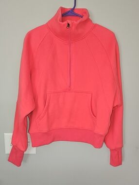 Salty Wave Half Zip Sweatshirt!! Sz Small, Oversized! Coral